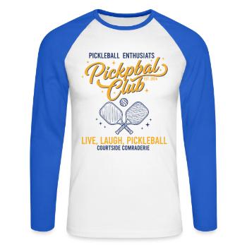 Pickleball player pickle ball love pickleball live - Unisex Long Sleeve Baseball T-Shirt - white/royal blue - Front - Nik (191cm)