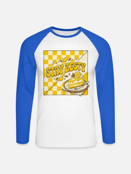 Stay Zesty Zitronenkuchen Retro - Unisex Baseballshirt langarm - Weiß/Royalblau