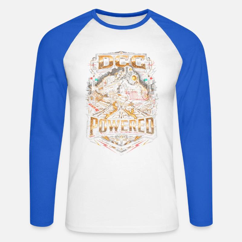 Modelleisenbahn Eisenbahn DCC Powered - Unisex Baseballshirt langarm - Weiß/Royalblau