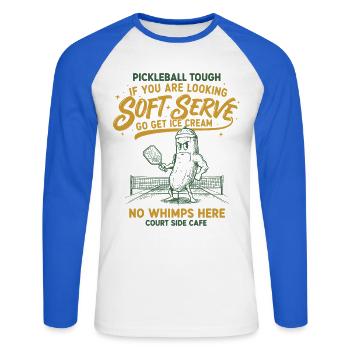 Pickleball Joueur dur à cuire Drôle adore le pickleball - T-shirt baseball manches longues Homme - blanc/bleu royal - Devant - Nik (191cm)