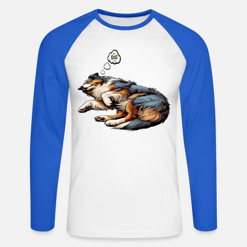 Australian Shepherd Aussie Aussiebesitzer Aussies - Unisex Baseballshirt langarm - Weiß/Royalblau
