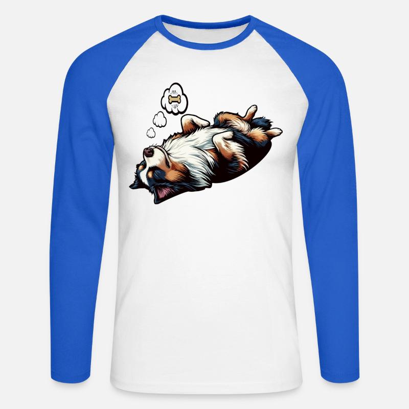 Australian Shepherd Aussie Aussiebesitzer Aussies - Unisex Baseballshirt langarm - Weiß/Royalblau
