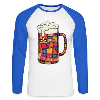 Adventure Brews Wandern Bier - Unisex Baseballshirt langarm - Weiß/Royalblau - Vorne - Nik (191cm)