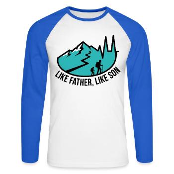 Wandern Vater Sohn Berge - Unisex Baseballshirt langarm - Weiß/Royalblau - Vorne - Nik (191cm)