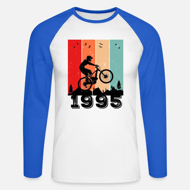 Annata 1995 - Maglia da baseball a manica lunga da uomo - bianco/blu royal