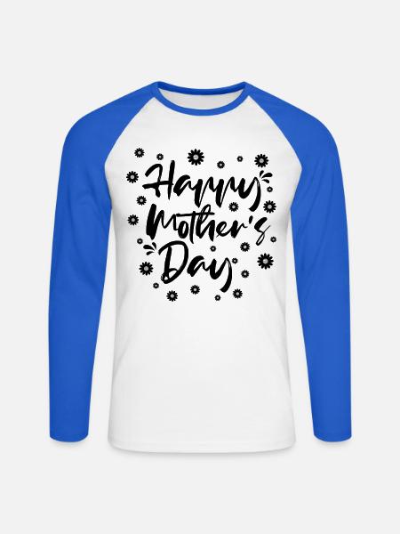 Happy Mothers Day Geschenkhemd - Unisex Baseballshirt langarm - Weiß/Royalblau