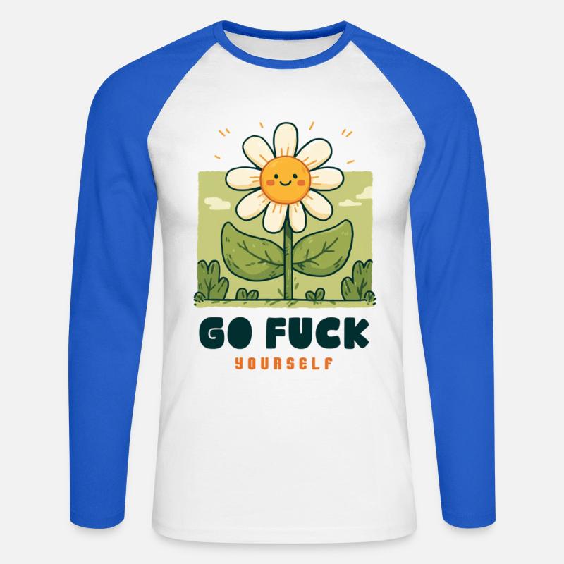 Fiore Birichino - Maglia da baseball a manica lunga da uomo - bianco/blu royal