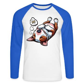 Miniature Bull Terrier Bully Bull Terrier Owner - Unisex Long Sleeve Baseball T-Shirt - white/royal blue - Front - Nik (191cm)