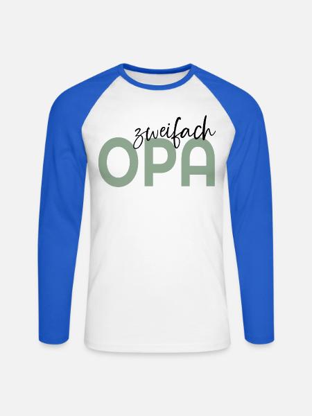 Baby Zweifach Opa - Unisex Baseballshirt langarm - Weiß/Royalblau