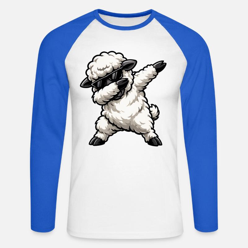 Dabbing Schaf - Unisex Baseballshirt langarm - Weiß/Royalblau