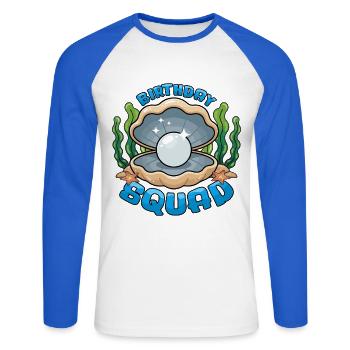 Birthday Squad Beach Summer Cruise Shell - Unisex Baseballshirt langarm - Weiß/Royalblau - Vorne - Nik (191cm)