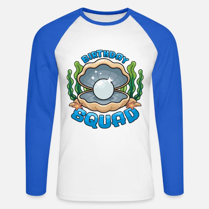 Birthday Squad Beach Summer Cruise Shell - Unisex Baseballshirt langarm - Weiß/Royalblau