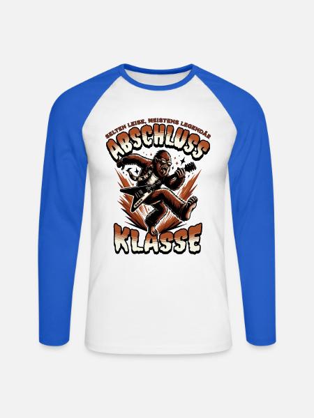 Schulabgänger | Abschlussklasse 2026 - Unisex Baseballshirt langarm - Weiß/Royalblau