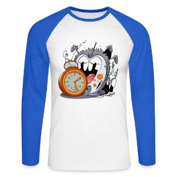 Sleepless watch monster - Unisex Long Sleeve Baseball T-Shirt - white/royal blue - Front - Nik (191cm)