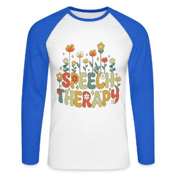 Sprachtherapie SLP Therapeut Retro Vintage - Unisex Baseballshirt langarm - Weiß/Royalblau - Vorne - Nik (191cm)