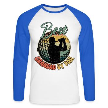 Retired Grandpa By Par Golf - Unisex Long Sleeve Baseball T-Shirt - white/royal blue - Front - Nik (191cm)