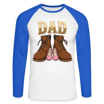 Papa d'une Fille : Le Plus Beau des Rôles - T-shirt baseball manches longues Homme - blanc/bleu royal - Devant - Nik (191cm)