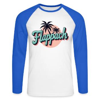 Flappach Palmen Retro Sommer - Unisex Baseballshirt langarm - Weiß/Royalblau - Vorne - Nik (191cm)