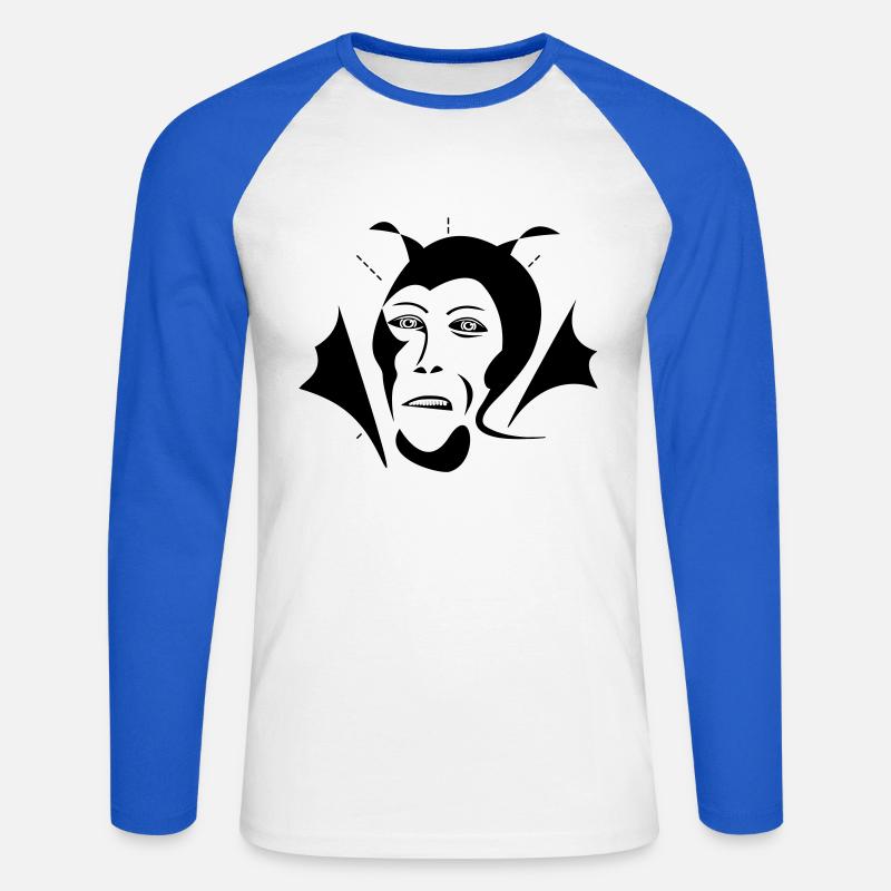 Devil / Teufel - Unisex Baseballshirt langarm - Weiß/Royalblau