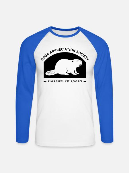 Bóbr Anerkennungsgesellschaft Flusscrew - Unisex Baseballshirt langarm - Weiß/Royalblau