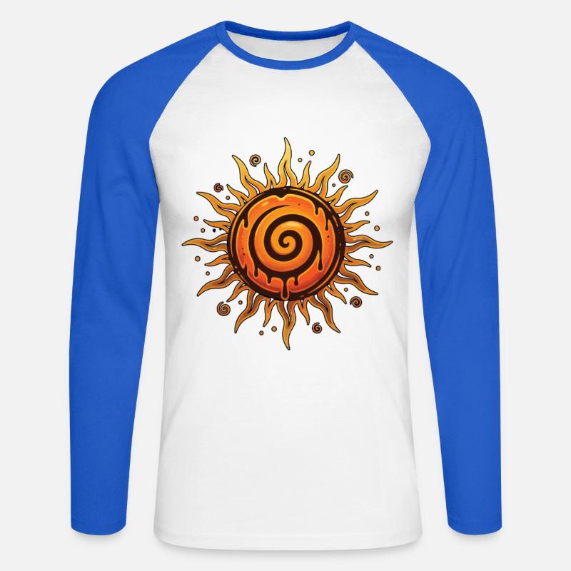 Litha Pagan Solstizio d'Estate Midsommar - Maglia da baseball a manica lunga da uomo - bianco/blu royal