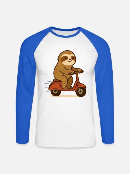 Trägheit auf dem Roller - Unisex Baseballshirt langarm - Weiß/Royalblau