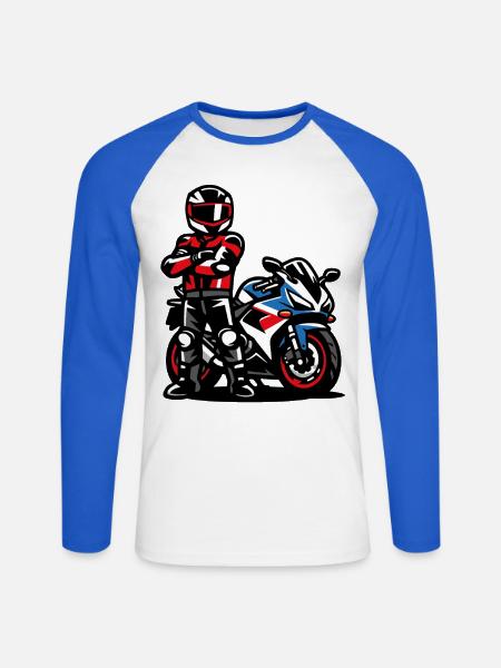 Biker- und Sportbike-Designrennen - Unisex Baseballshirt langarm - Weiß/Royalblau