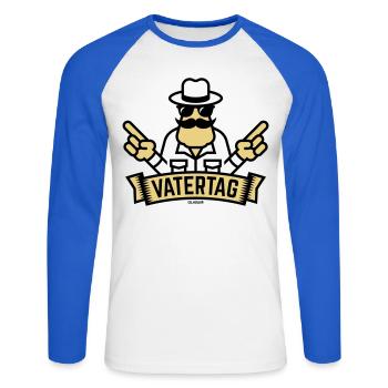 Vatertag Handzeichen (Männertag / Herrentag / 3C) - Unisex Baseballshirt langarm - Weiß/Royalblau - Vorne - Nik (191cm)
