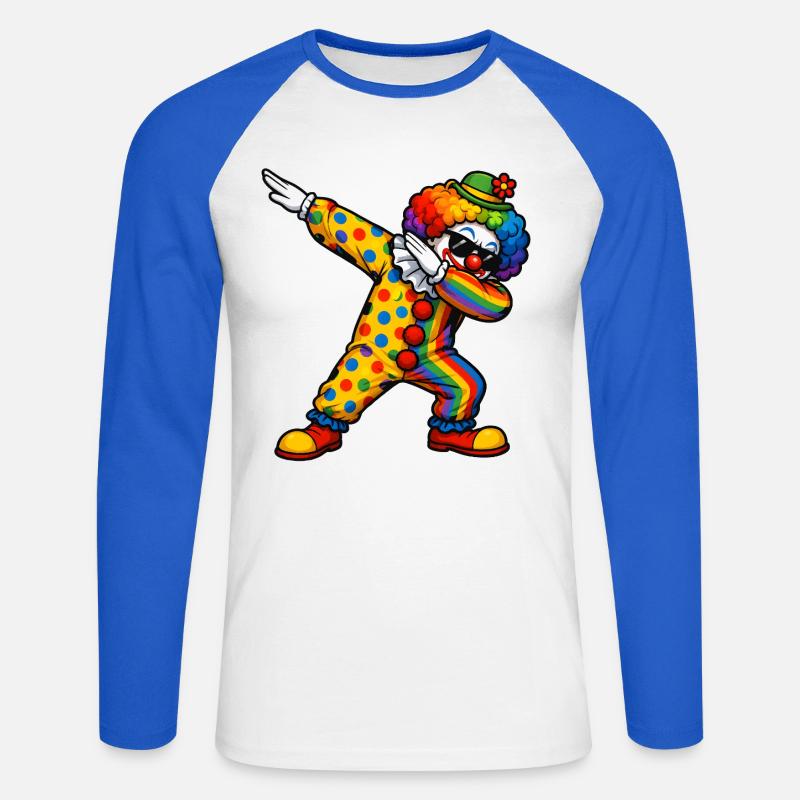 Clown Dab - Maglia da baseball a manica lunga da uomo - bianco/blu royal