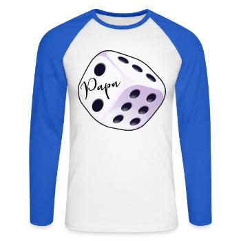 Spieler Würfel Papa - Unisex Baseballshirt langarm - Weiß/Royalblau - Vorne - Nik (191cm)