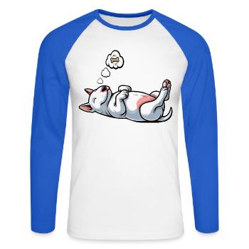 Miniature Bull Terrier Bully Bull Terrier Owner - Unisex Long Sleeve Baseball T-Shirt - white/royal blue - Front - Nik (191cm)
