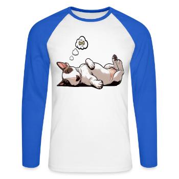Miniature Bull Terrier Bully Bull Terrier Owner - Unisex Long Sleeve Baseball T-Shirt - white/royal blue - Front - Nik (191cm)