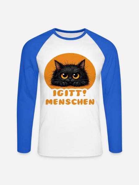 Lustige Igitt ! Menschen Katze - Unisex Baseballshirt langarm - Weiß/Royalblau