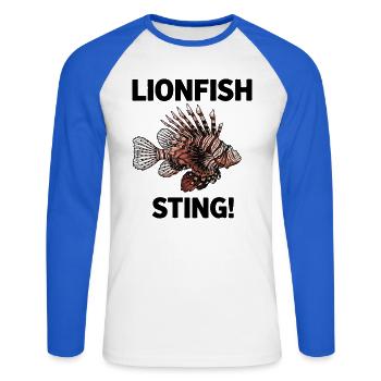 Lionfish Danger Sting Flying Lionfish Black - Unisex Long Sleeve Baseball T-Shirt - white/royal blue - Front - Nik (191cm)
