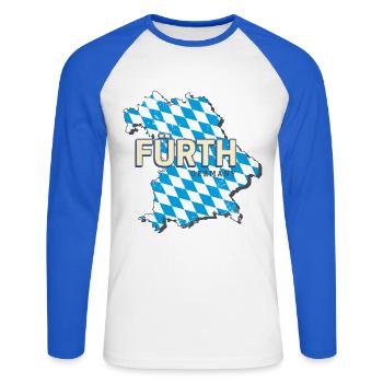 Fürth Stadt in Bayern Deutschland Vintage Souvenir - Unisex Baseballshirt langarm - Weiß/Royalblau - Vorne - Nik (191cm)