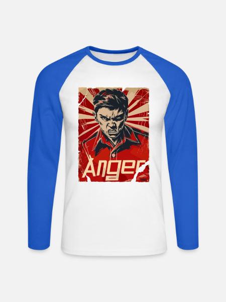 Wut-Porträt Retro-Wut - Unisex Baseballshirt langarm - Weiß/Royalblau