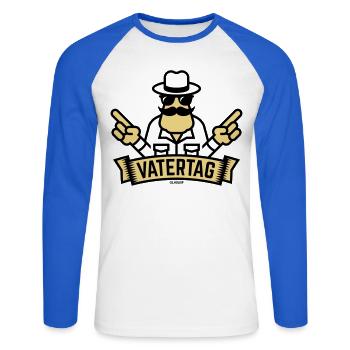 Vatertag Handzeichen (Männertag / Herrentag / 2C) - Unisex Baseballshirt langarm - Weiß/Royalblau - Vorne - Nik (191cm)