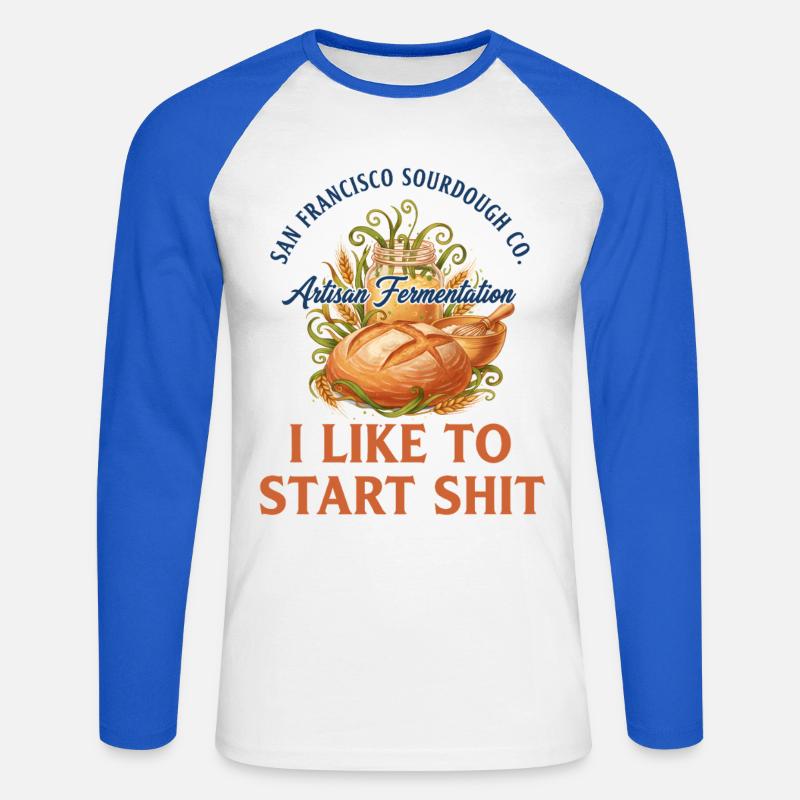 Sauerteigbrot Backbäcker Sauerteigstarter - Unisex Baseballshirt langarm - Weiß/Royalblau