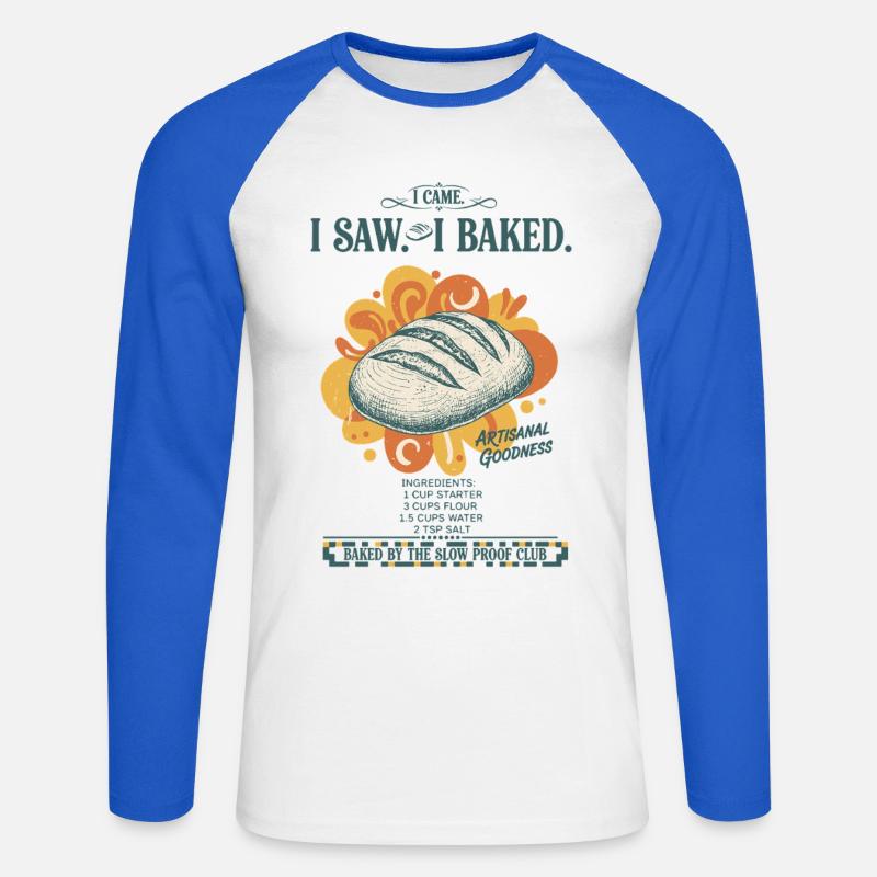 Sauerteigbrot Backbäcker Sauerteigstarter - Unisex Baseballshirt langarm - Weiß/Royalblau