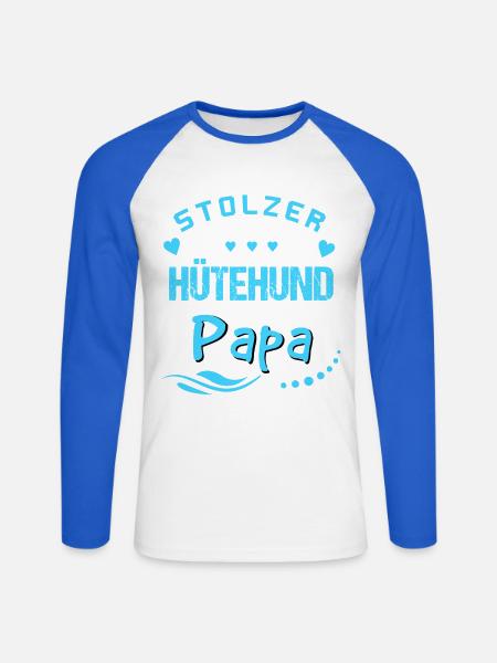 Stolzer Hütehund Papa - Unisex Baseballshirt langarm - Weiß/Royalblau