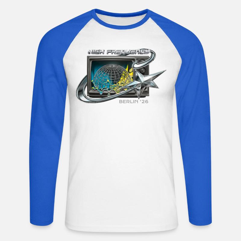 High Frequency Berlin 26 Retro Tech - Unisex Baseballshirt langarm - Weiß/Royalblau