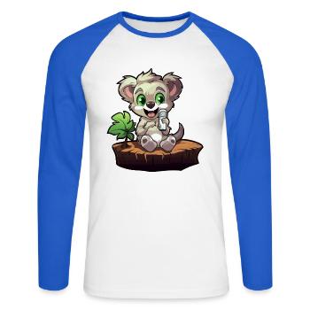 Kleiner Koala am Baumstumpf - Unisex Baseballshirt langarm - Weiß/Royalblau - Vorne - Nik (191cm)