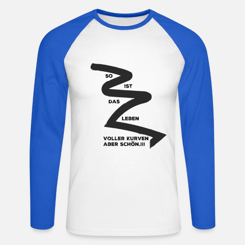 Kurven erleben , oder ausleben. - Unisex Baseballshirt langarm - Weiß/Royalblau