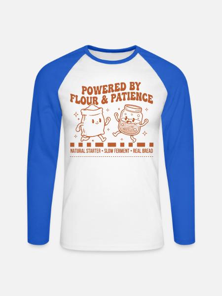 Sauerteigbrot-Backer angetrieben von Mehl - Unisex Baseballshirt langarm - Weiß/Royalblau