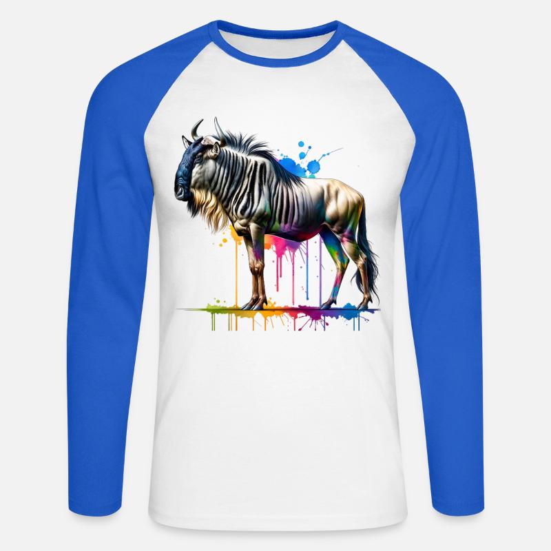 Gnu Geschenk - Unisex Baseballshirt langarm - Weiß/Royalblau