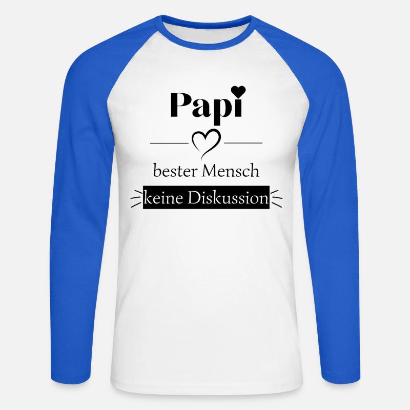 Papi bester Mensch - keine Diskussion - Unisex Baseballshirt langarm - Weiß/Royalblau