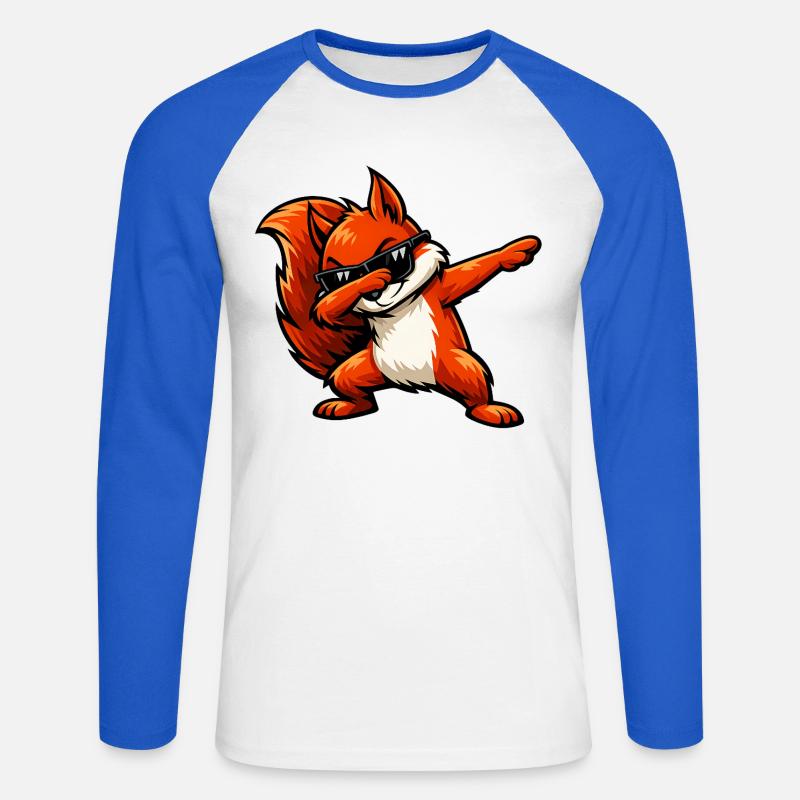 Dabbing Rotes Eichhörnchen - Unisex Baseballshirt langarm - Weiß/Royalblau