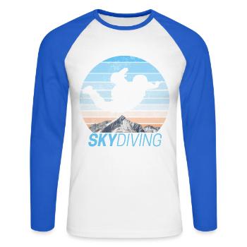 Skydiving Skydiving Sunset - Unisex Long Sleeve Baseball T-Shirt - white/royal blue - Front - Nik (191cm)