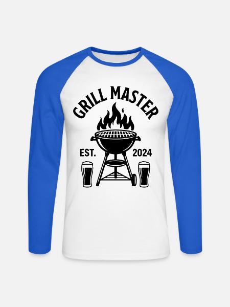 GRILL MASTER EST 2024 Grillmeister - Unisex Baseballshirt langarm - Weiß/Royalblau