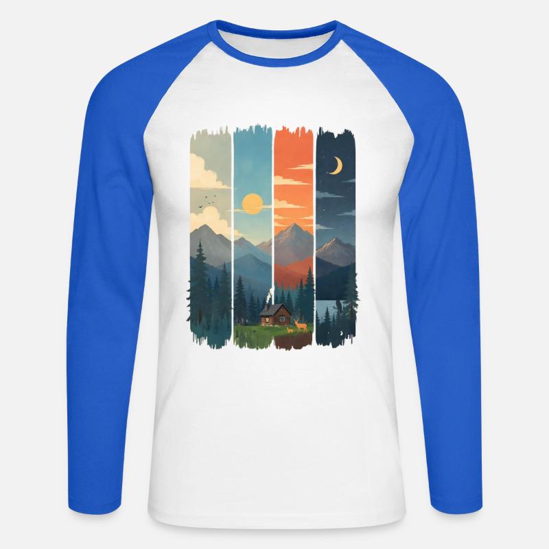 Horizonte in vier Gebirgstafeln - Unisex Baseballshirt langarm - Weiß/Royalblau
